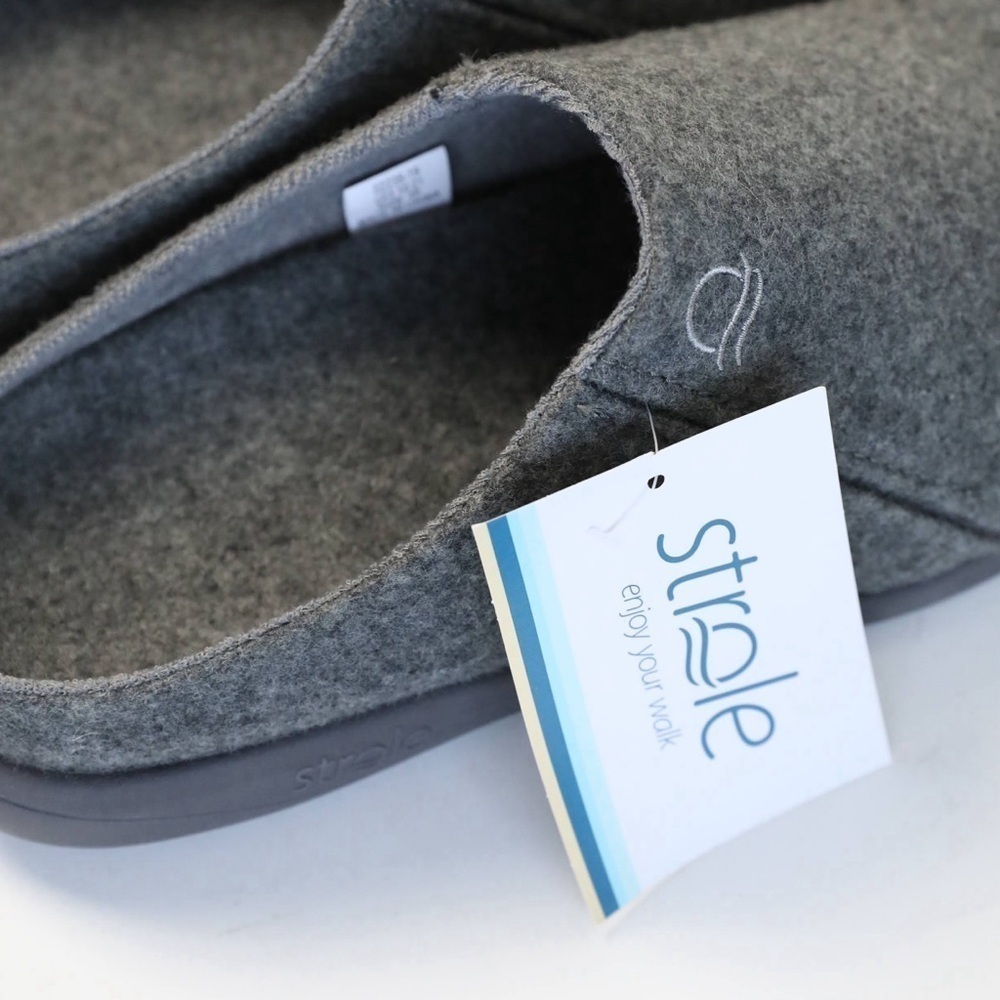 NWT Strole Men's Wool Clogs Orthopedic Support Gray new wide foot comfy cozy - Picture 3 of 8